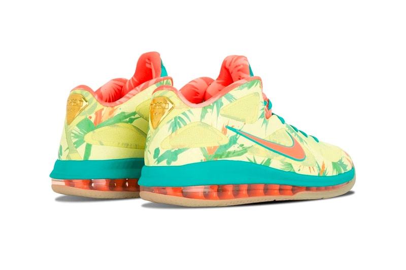 Nike Introduces the LeBron 9 Low LeBronold Palmer in Tropical Prints Sneakers Shoes Arnold lime teal orange tropical floral swoosh 360 max air unit special edition gold heel release info