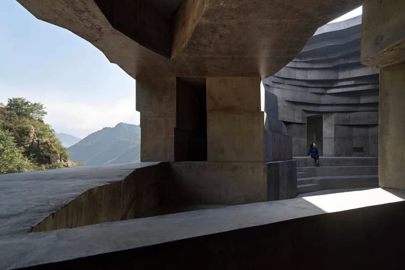 Open Architecture Completes "The Chapel of Sound" Rock-Like Concert Hall mountainous valley great wall of china concrete natural local stone reflection amphitheater stage beijing Li Hu Huang wenjiang news