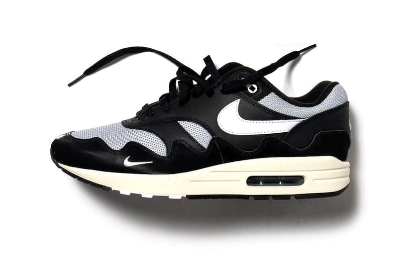 Patta x Nike Air Max 1 in “Black” Release Date footwear sneaker swooshes nubuck mesh leather black white silver