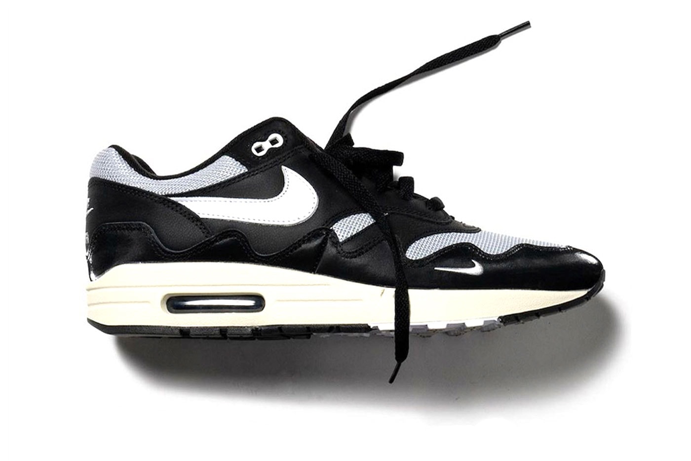 Patta x Nike Air Max 1 in “Black” Release Date footwear sneaker swooshes nubuck mesh leather black white silver