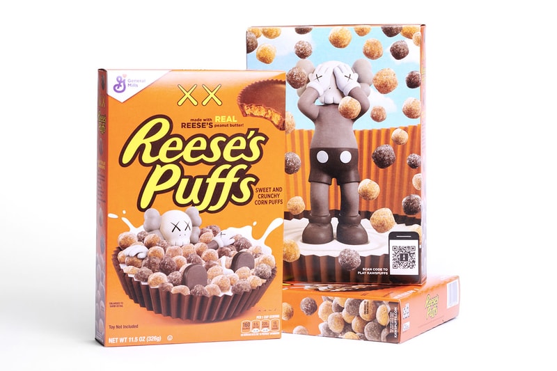 Reeses Puff's Officially Teams up With KAWS to Launch Two Cereal Boxes and AR Game Reese's Puff x KAWS Cereal Launch Release Info general mills cereal kaws companion kawspuffs