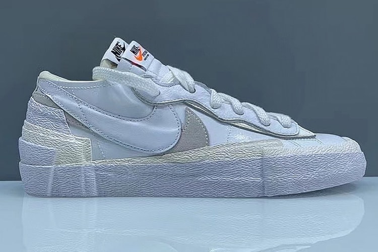 sacai x Nike Blazer Low Surfaces With Crisp White and Grey Uppers