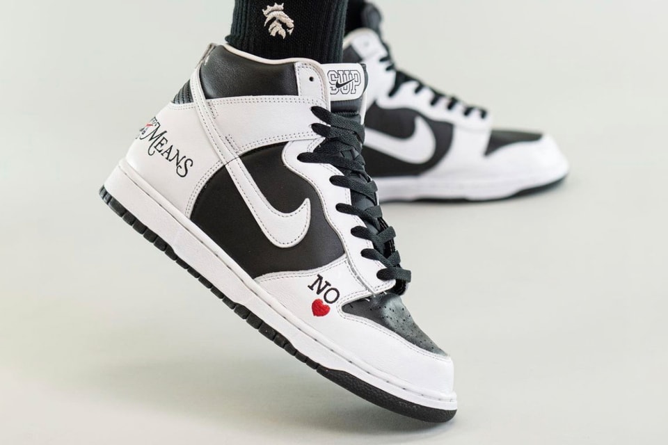 Supreme x Nike SB Dunk High By Any Means Black White