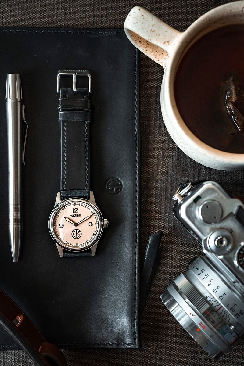 weiss watch company swiss made tanner goods vintage 15th anniversary timepiece limited special edition manual wind mechanical movement 