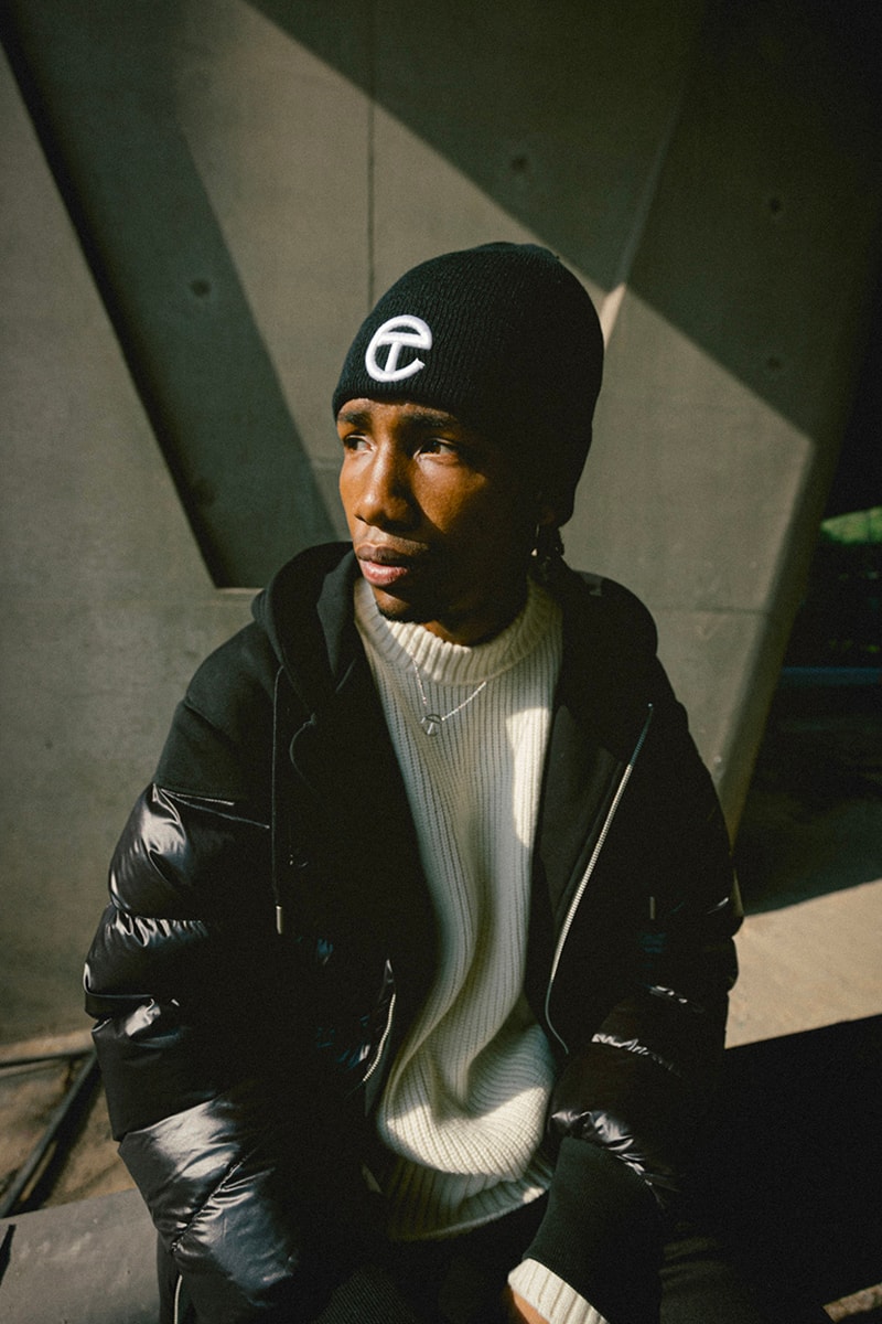 Telfar x Moose Knuckles HBX Release Puffer Capsule puff hoodie pea coat long hoodie coat flared sweatpants loafers boots headband beanie shopperbag earrings pendant silver gold apac exclusive release info