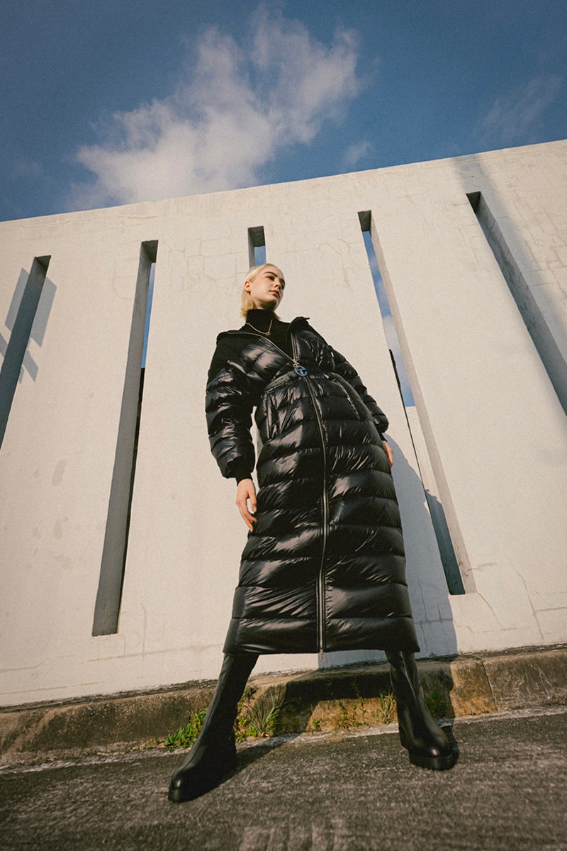 Telfar x Moose Knuckles HBX Release Puffer Capsule puff hoodie pea coat long hoodie coat flared sweatpants loafers boots headband beanie shopperbag earrings pendant silver gold apac exclusive release info