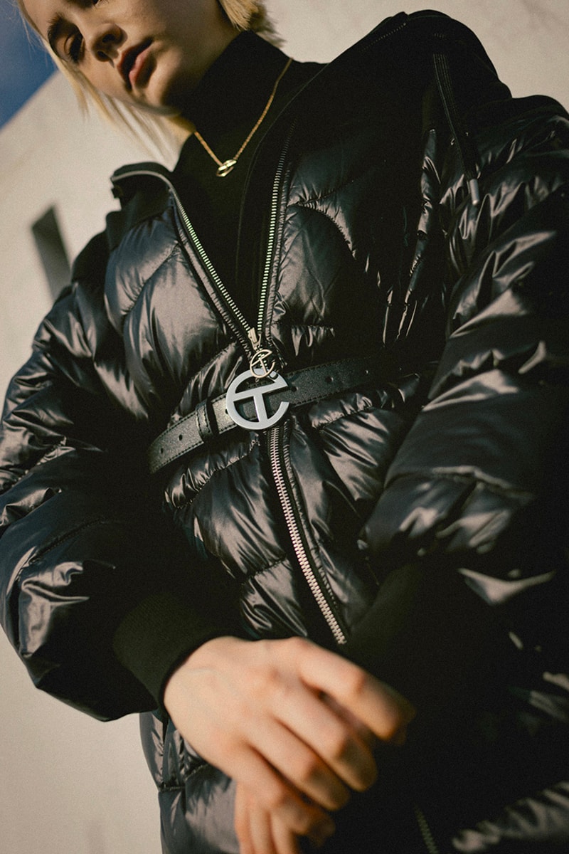 Telfar x Moose Knuckles HBX Release Puffer Capsule puff hoodie pea coat long hoodie coat flared sweatpants loafers boots headband beanie shopperbag earrings pendant silver gold apac exclusive release info