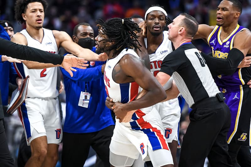 Twitter Reacts to LeBron James and Isaiah Stewart Altercation los angeles lakers detroit pistons suspension basketball fight bloody russell westbrook