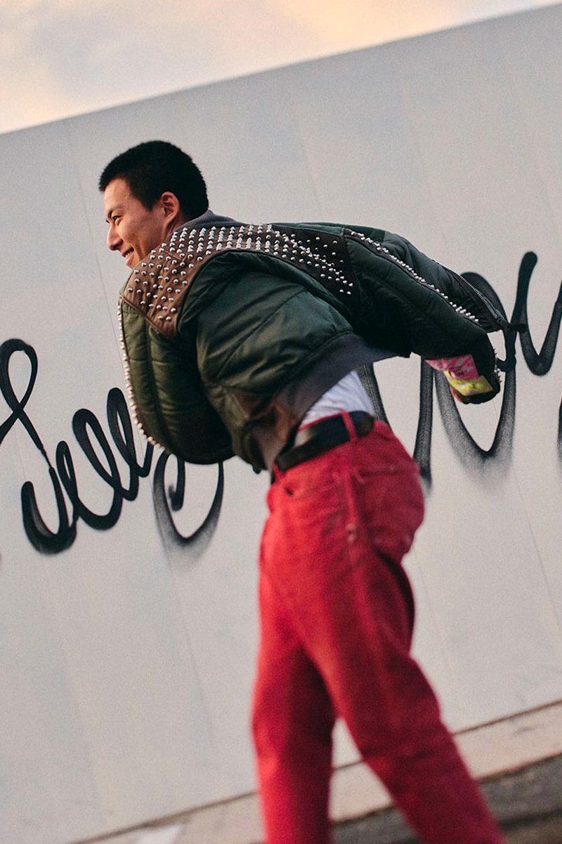 Artist Ryuji Kamiyama and UNITED ARROWS & SONS Release a Special-Edition MA-1 Jacket ura harajuku famouz silk screen metal studs brown leather 418000 JPY  release info