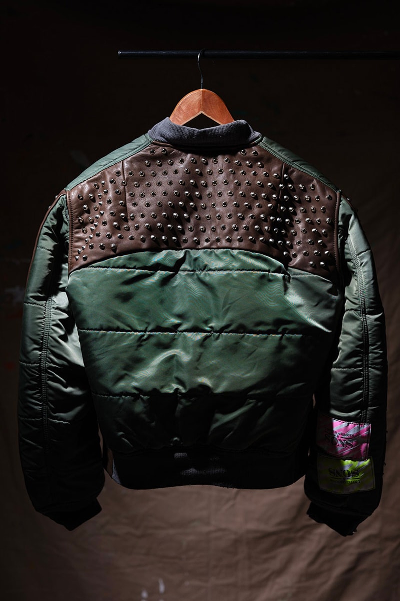 Artist Ryuji Kamiyama and UNITED ARROWS & SONS Release a Special-Edition MA-1 Jacket ura harajuku famouz silk screen metal studs brown leather 418000 JPY  release info
