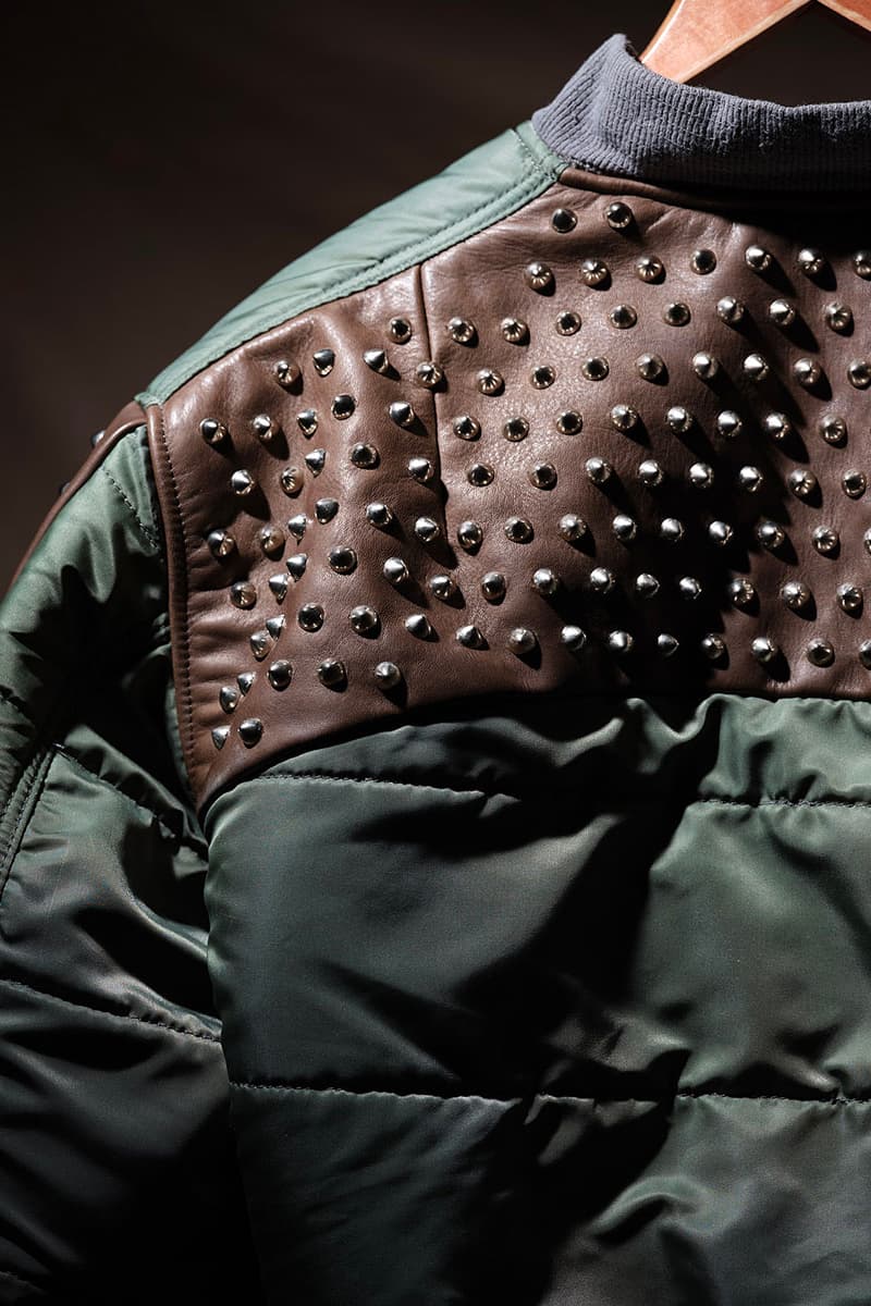 Artist Ryuji Kamiyama and UNITED ARROWS & SONS Release a Special-Edition MA-1 Jacket ura harajuku famouz silk screen metal studs brown leather 418000 JPY  release info