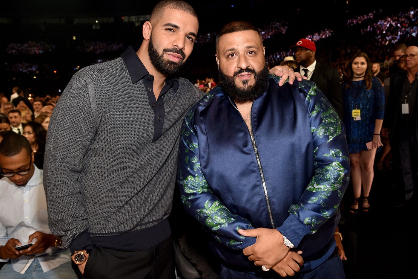 Wrist Check: Drake Gifts DJ Khaled Iced Out Rolex for His Birthday iced out green diamonds rolex oyster perpetual 
