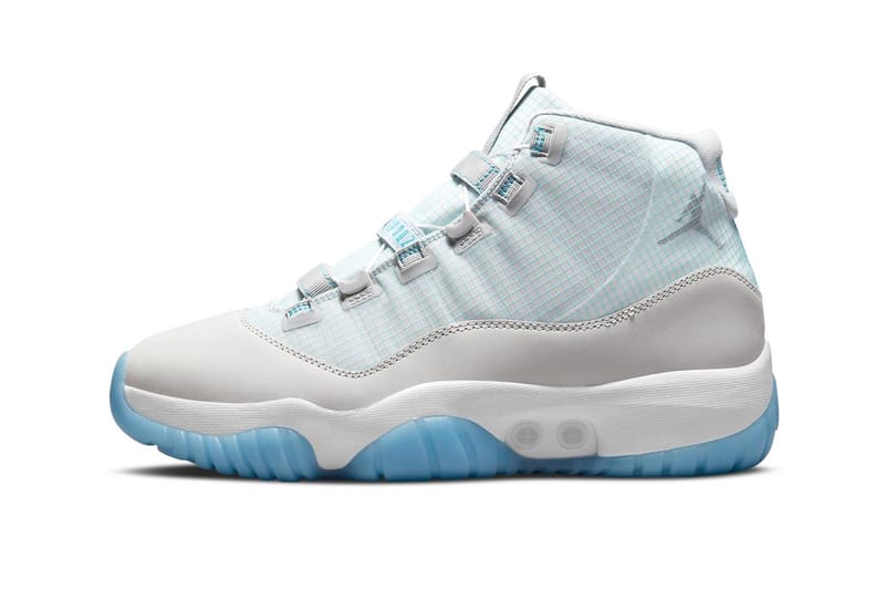 blue and white jordan 11 high tops