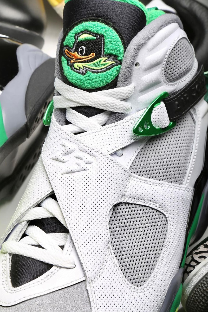 air jordan 8 oregon ducks university of oregon tinker hatfield white green volt info photos 