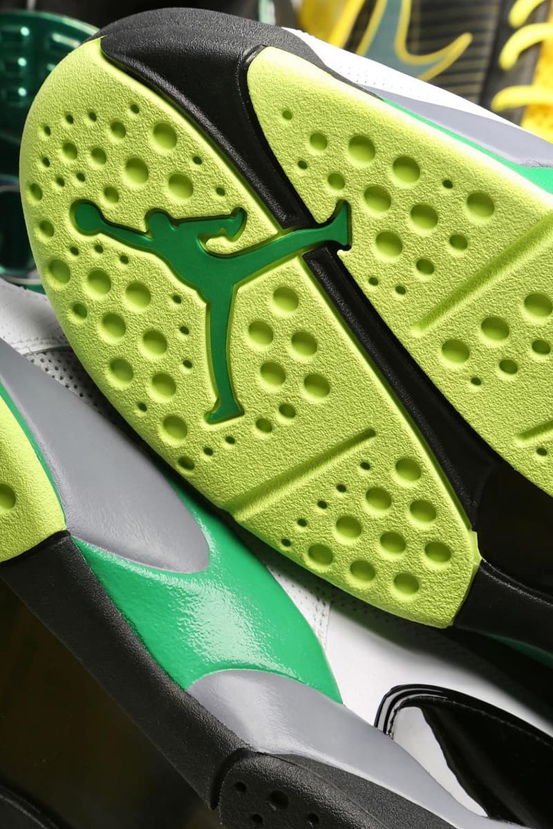 air jordan 8 oregon ducks university of oregon tinker hatfield white green volt info photos 