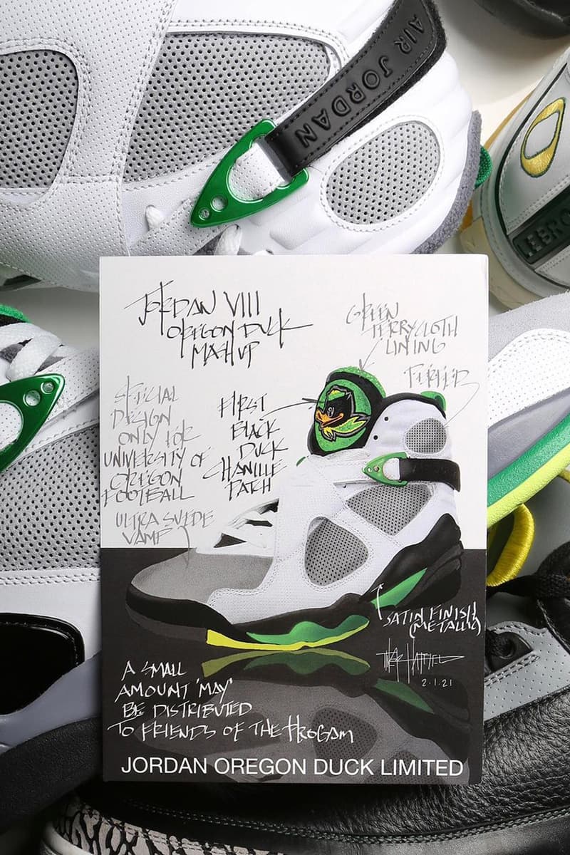 air jordan 8 oregon ducks university of oregon tinker hatfield white green volt info photos 