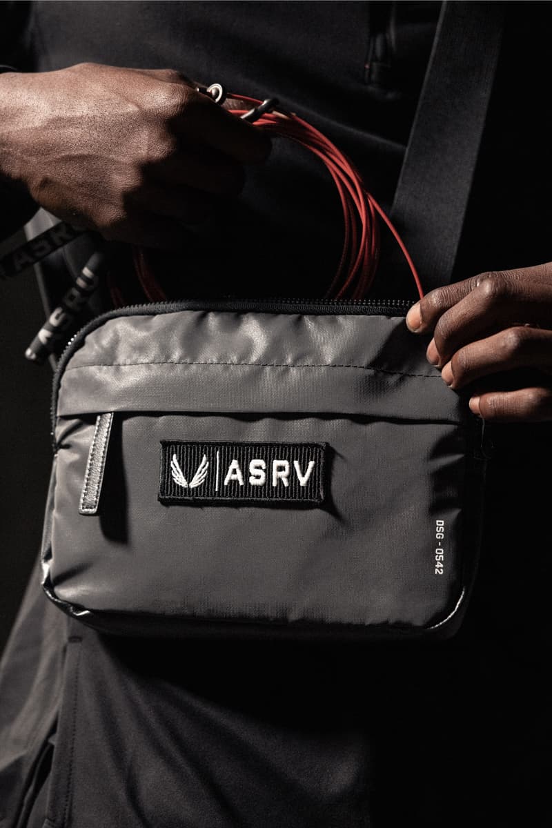 ASRV x Kevlar® CityTrek Collection dupont kevlar team bags Backpack, Crossbody Bag, Duffle Bag, and Weekender Bag dark grey finish sophisticated material hi-vis reflectivity 10k waterproofing Kevlar® K29 fibers ripstop nylon natural leather base panels, matte black custom zipper hardware and embroidered patch logos