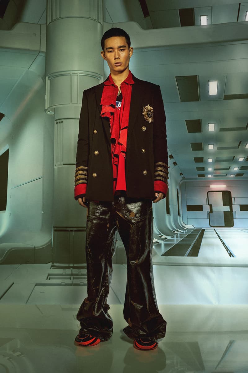 Balmain Pre-Fall 2022 Olivier Rousteing Menswear Kurt Cobain 90s Grunge Marie-Antoinette Couture Mens Fox Racing Riot