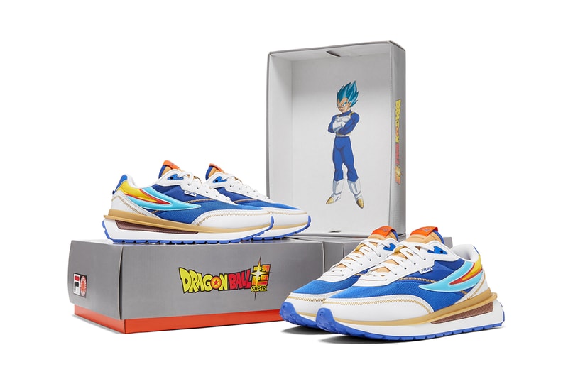 Dragon Ball Super x FILA Collaboration Footwear Renno Original Fitness F-13 Goku Toei Animation Funimation DB New York Comic Con Goku Black, Vegeta, Golden Frieza, Trunks, Beerus, and Super Shenron.