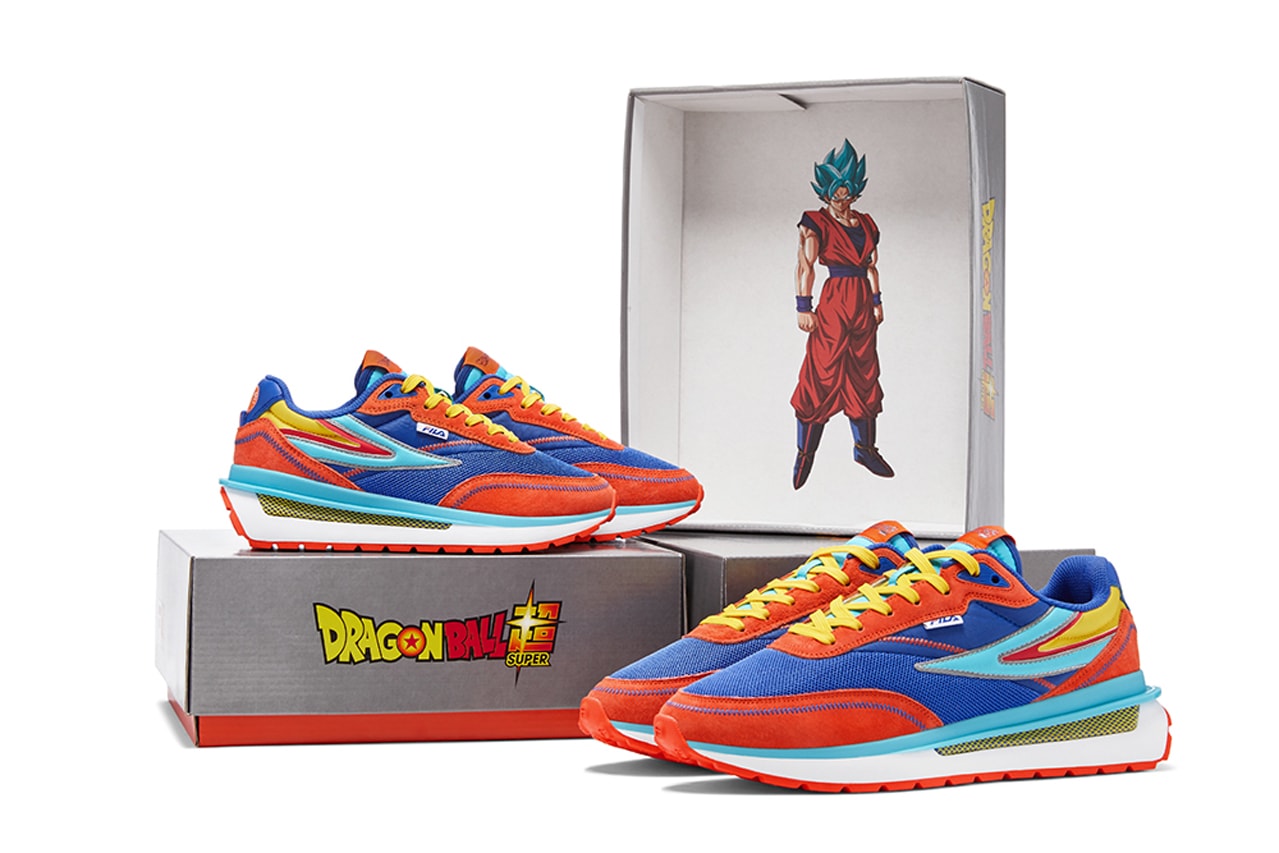 Dragon Ball Super x FILA Collaboration Footwear Renno Original Fitness F-13 Goku Toei Animation Funimation DB New York Comic Con Goku Black, Vegeta, Golden Frieza, Trunks, Beerus, and Super Shenron.