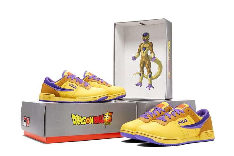 Dragon Ball Super x FILA Collaboration Footwear Renno Original Fitness F-13 Goku Toei Animation Funimation DB New York Comic Con Goku Black, Vegeta, Golden Frieza, Trunks, Beerus, and Super Shenron.