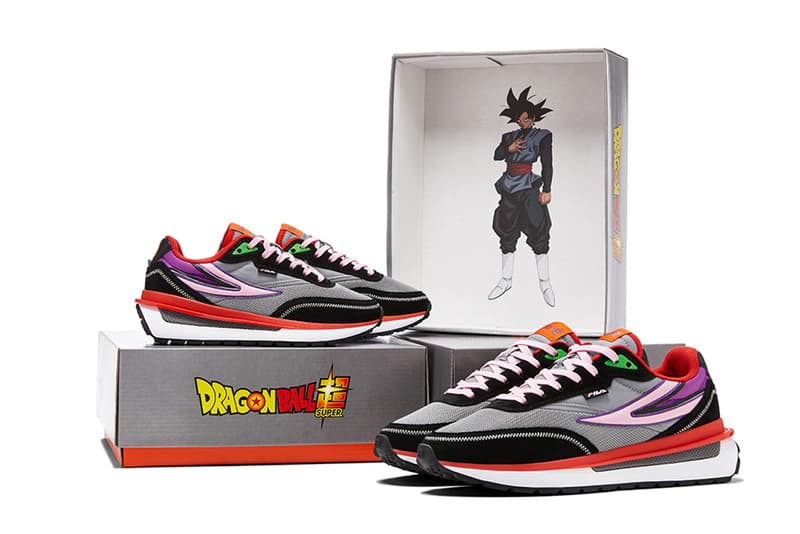 Dragon Ball Super x FILA Collaboration Footwear Renno Original Fitness F-13 Goku Toei Animation Funimation DB New York Comic Con Goku Black, Vegeta, Golden Frieza, Trunks, Beerus, and Super Shenron.