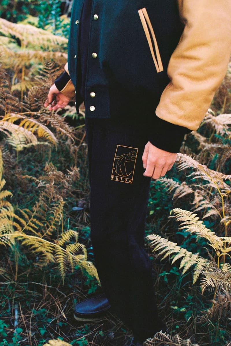 Futur monkey time cap sweatpants sweatshirt sports team soccer varsity jacket lookbook joint collaboration release info