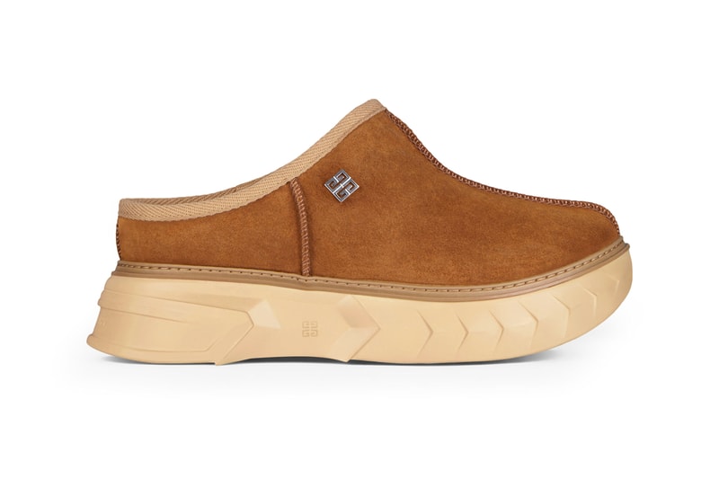 Givenchy Winter Mallow Mules 4G Leather Faux Fur Beige Suede UGG Matthew M Williams Winter 2021 Footwear Release Information Runway MMW