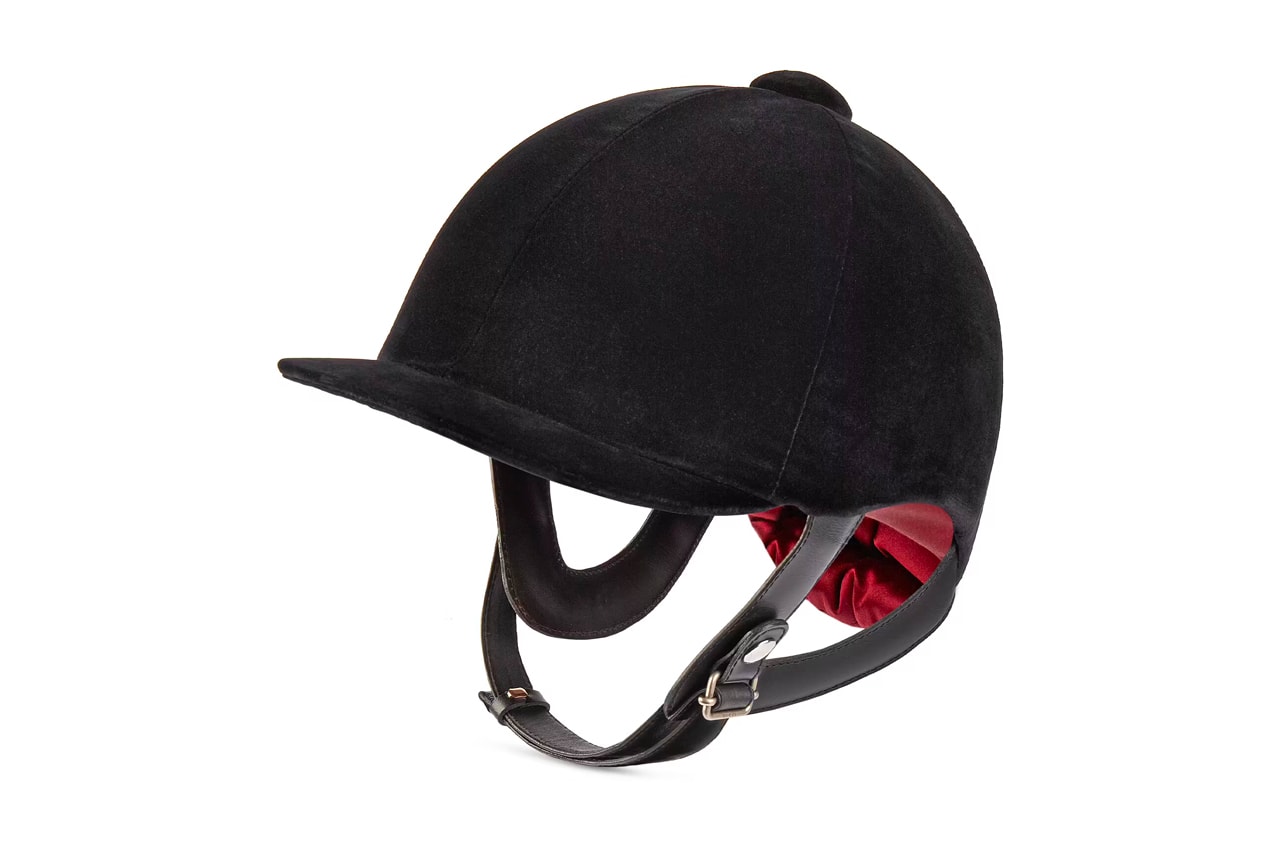Gucci Visor Harness Equestrian 1950s Runway Hat Velvet Helmet Horse Riding Alessandro Michele