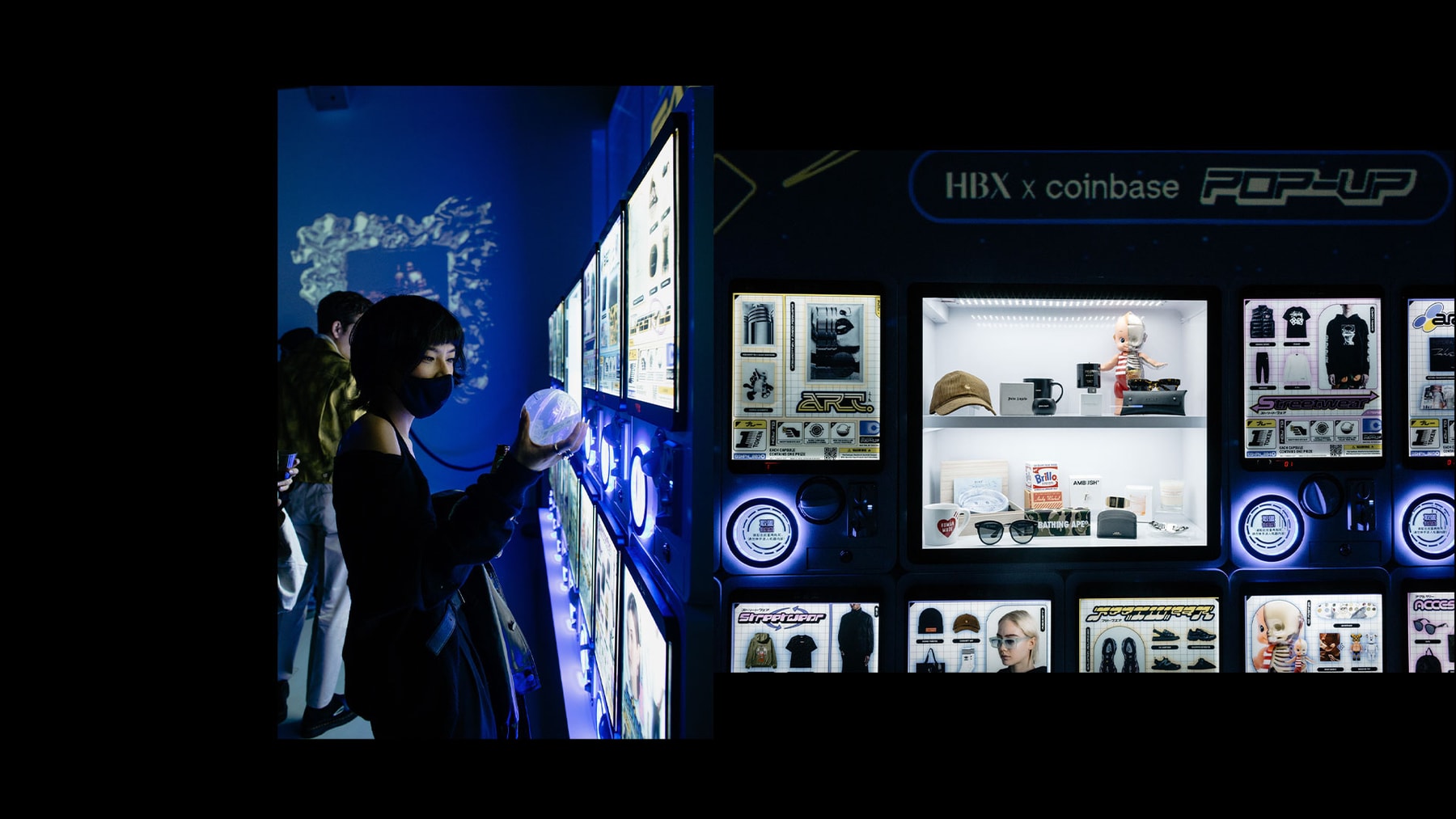 crypto cryptocurrency coin digital art gallery experience activation gashapon merchandise merch machine tshirts print screen printing