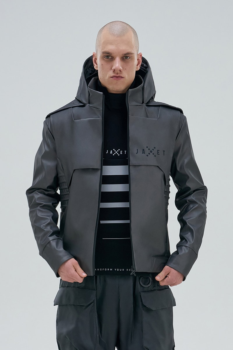 Jaxet Releases Futuristic Jackets and Vests built in visor oleksandr osyk anthony joshua slimtex pu faraday grid simultaneous translation headset function app available now release info