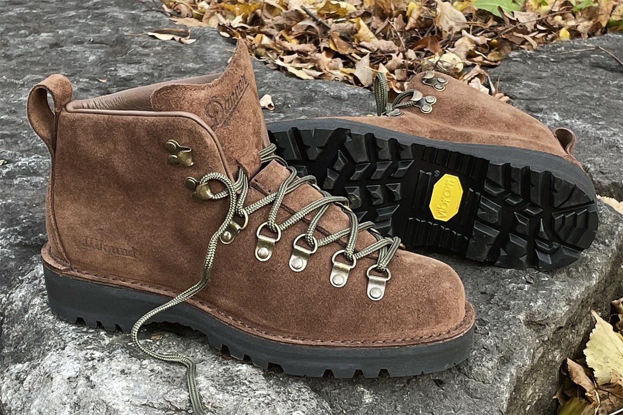 jjjjound danner feather light mountain light hiking boot vibram gore tex brown olive green release date info store list buying guide photos price 