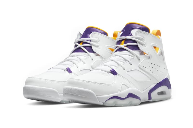 Jordan Flight Club 91 in "Lakers" DC7329-105 Release Date footwear sneakers Air Jordan Michael Jordan leather white court purple university gold