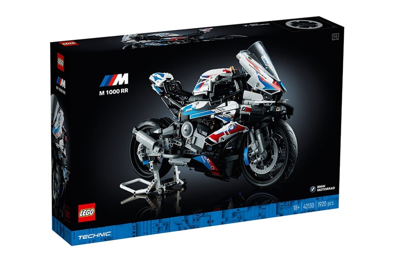 Lego develops bmw M 1000 RR motorsport motorcycle technic 3 speed gearbox steering suspension chain transmission engine 2 display stands 18 plus adult set blue white red release info