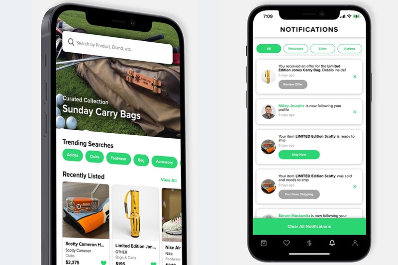 Mullie Golf App Marketplace Golf Apparel and Equipment