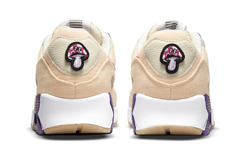 Nike Air Max 90 dm8171 200 air sprung tan red purple mushroom butterfly move to zero swoosh leather canvas recycled materials dm8171 200 official images release info