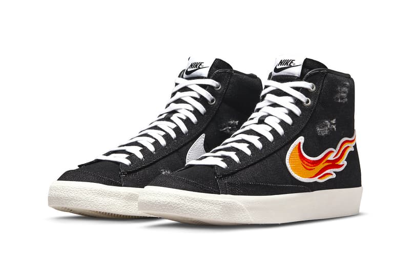 Nike Blazer Mid “Cleveland Rocks” DQ7635-001 Release Date footwear sneakers Swoosh Rock & Roll Hall of Fame canvas exposed foam tongue black white red orange