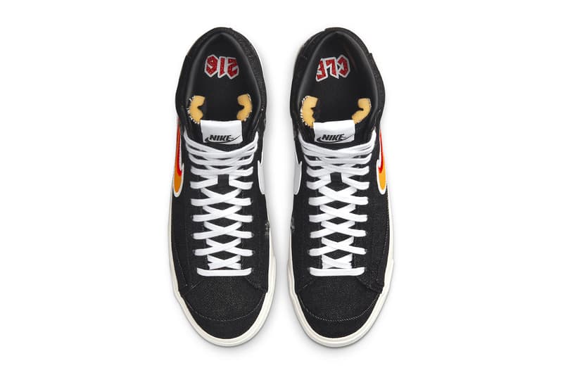 Nike Blazer Mid “Cleveland Rocks” DQ7635-001 Release Date footwear sneakers Swoosh Rock & Roll Hall of Fame canvas exposed foam tongue black white red orange