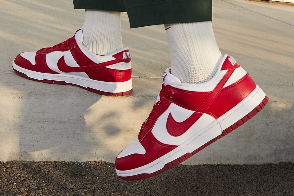 Nike Makes red dunks Sustainable Dunk Low "University Red" | HYPEBEAST