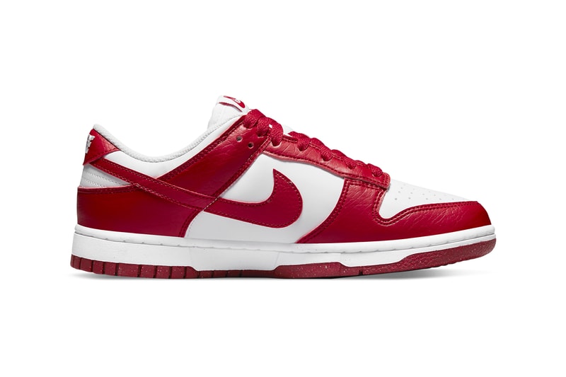 Nike Dunk Low Next Nature University Red Release Information Closer First Look Sustainable Eco Friendly Materials DN1431-101 Grind Rubber