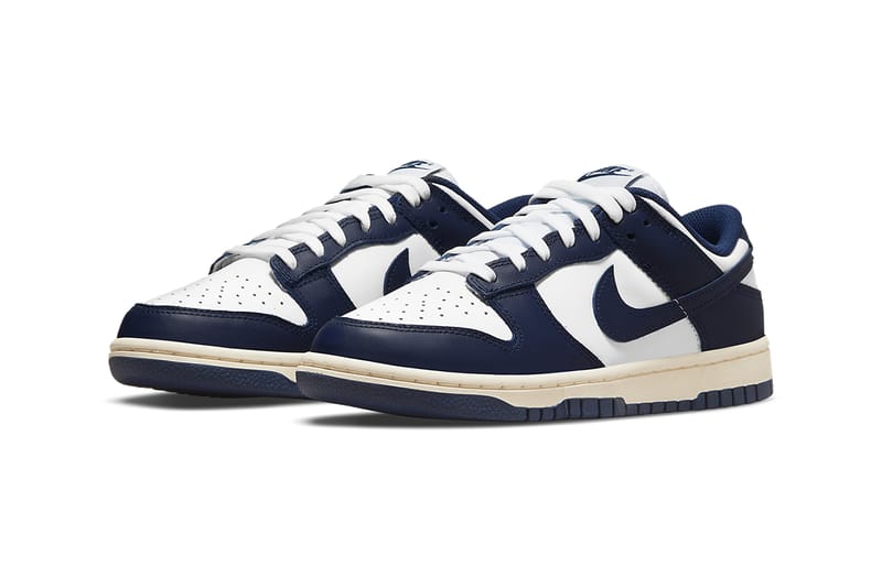 white and navy dunks