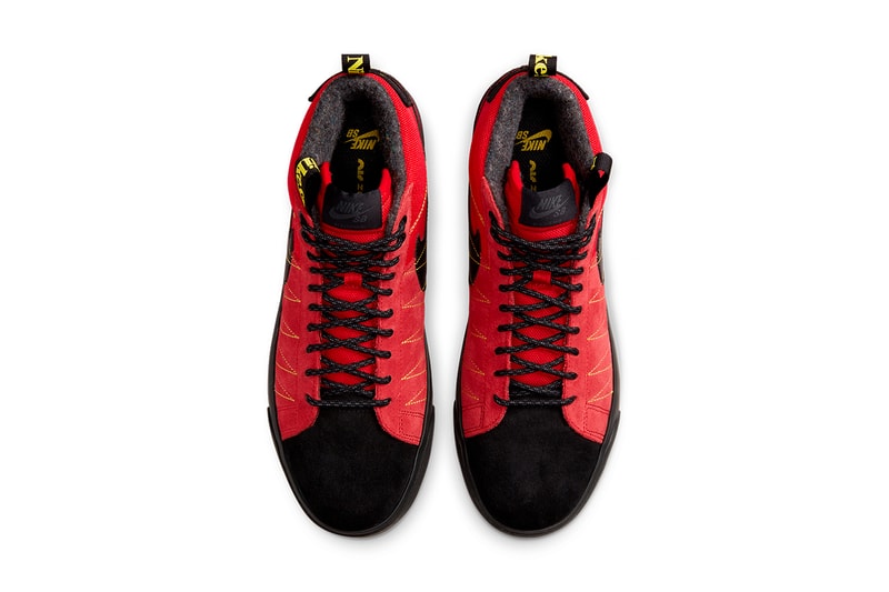 nike sb blazer mid acclimate red black yellow DC8903 601 release date info store list buying guide photos price 