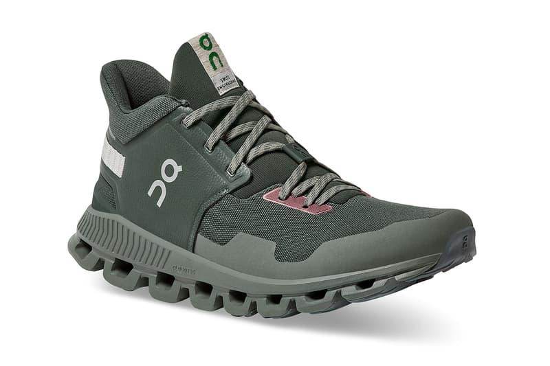 on running sneaker footwear fashion technology performance swiss jungle forest green pink salmon cloud hi edge cloudtec speedboard cushioning comfort