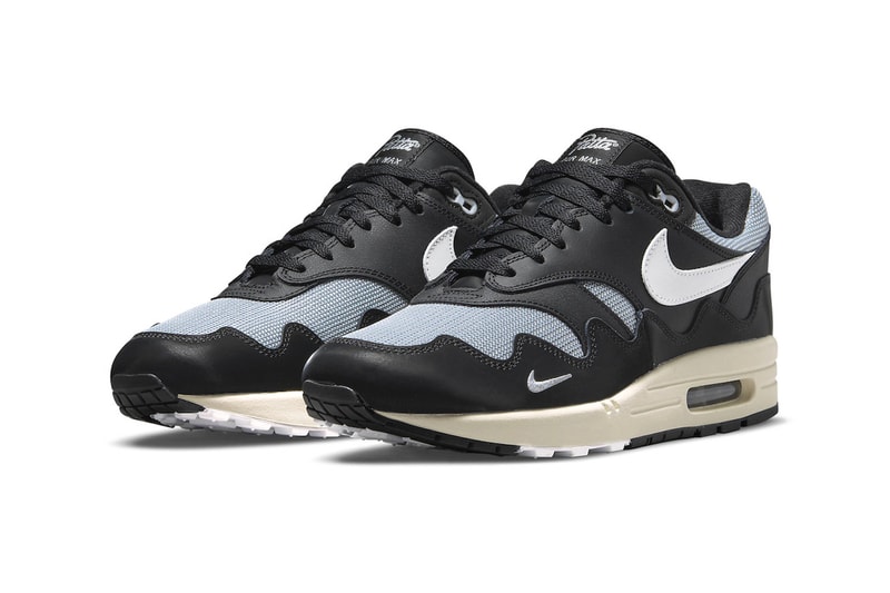 Take an Official Look at the Patta x Nike Air Max 1 Black monarch noise aqua rush maroon grayscale synthetic mesh coconut midsoles tracksuit graphic tees december 10 snkrs union la release info official images DH1348-001