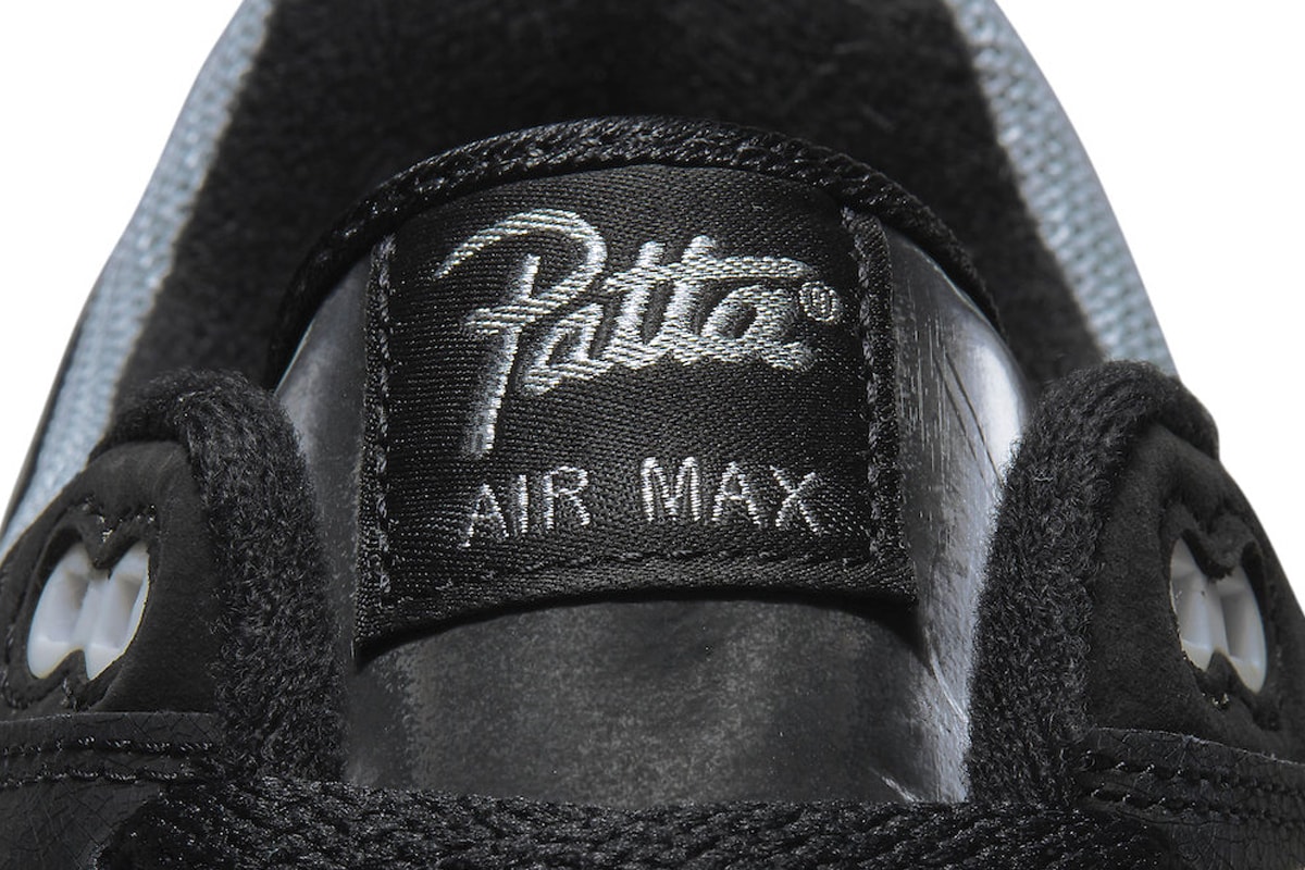 Take an Official Look at the Patta x Nike Air Max 1 Black monarch noise aqua rush maroon grayscale synthetic mesh coconut midsoles tracksuit graphic tees december 10 snkrs union la release info official images DH1348-001