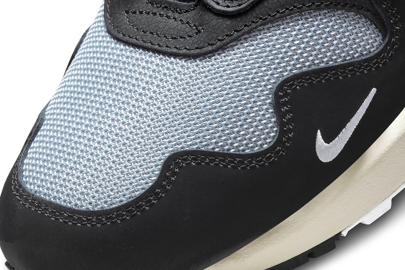 Take an Official Look at the Patta x Nike Air Max 1 Black monarch noise aqua rush maroon grayscale synthetic mesh coconut midsoles tracksuit graphic tees december 10 snkrs union la release info official images DH1348-001