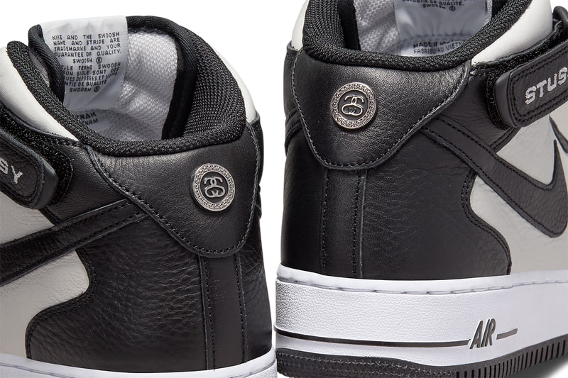 stussy nike air force 1 mid black white DJ7840 002 release date info store list buying guide photos price 