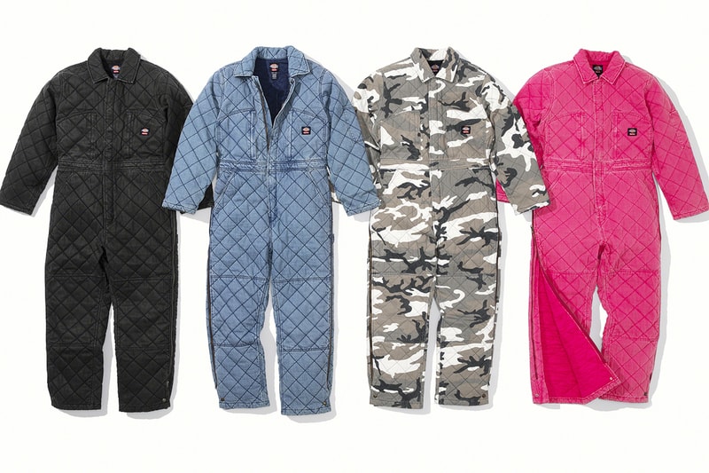 supreme dickies fall 2021 workwear quilted denim release details information 