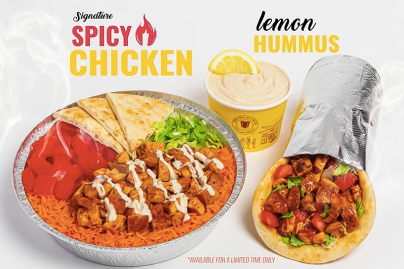 The Halal Guys new menu items Signature Spicy Chicken Lemon Hummus release Info limited time offers