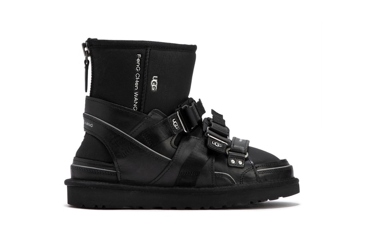 Feng Chen Wang Drops Black 3-in-1 UGG Sandal With Metal Buckles